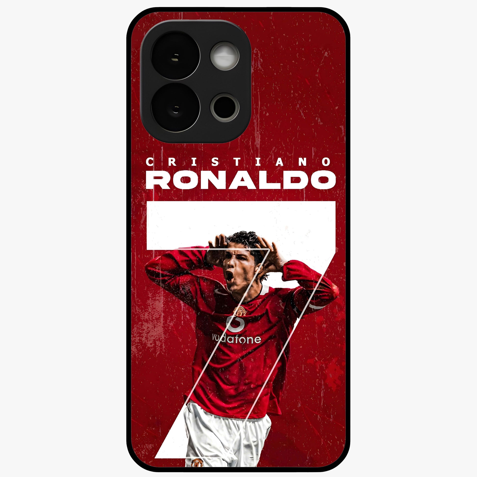 Goal Celebration Legacy Glass Case for 1+13S energetic front view featuring sports inspired celebration artwork