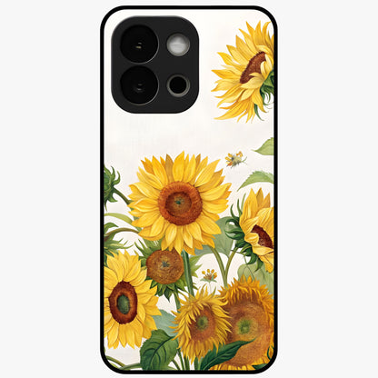 Golden Bloom Night Glass Case for 1+13S elegant front view featuring glowing golden floral artwork on dark background