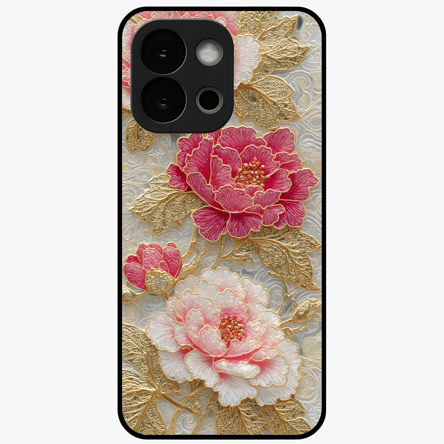 Golden Celestial Charm Glass Case for 1+13S radiant front view featuring celestial artwork with golden accents