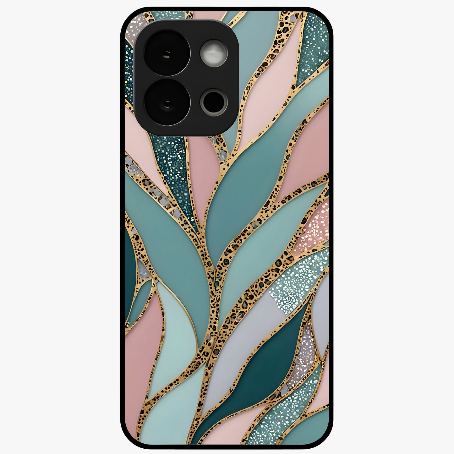 Golden Lotus Glow Glass Case for 1+13S serene front view featuring radiant lotus artwork in golden hues