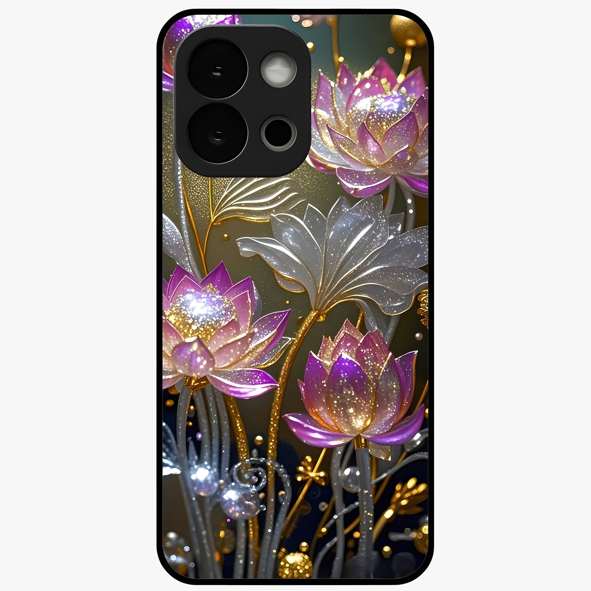 Golden Mind Moment Glass Case for 1+13S artistic front view featuring abstract golden inspired artwork
