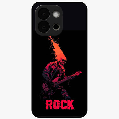 Hellfire Rock Anthem Glass Case for 1+13S showing full back design in clean flat view with fiery rock-inspired artwork and glossy glass finish.