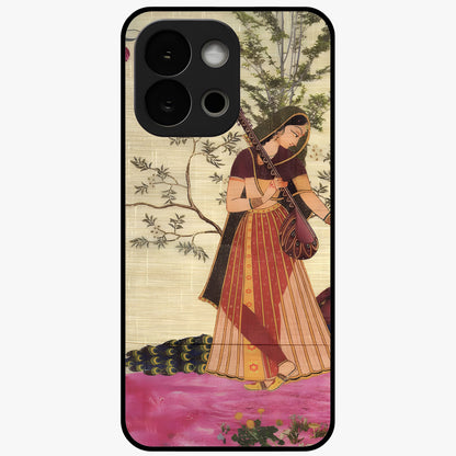 Lady With Veena Art Glass Case for 1+13S elegant front view featuring classical musical inspired artwork