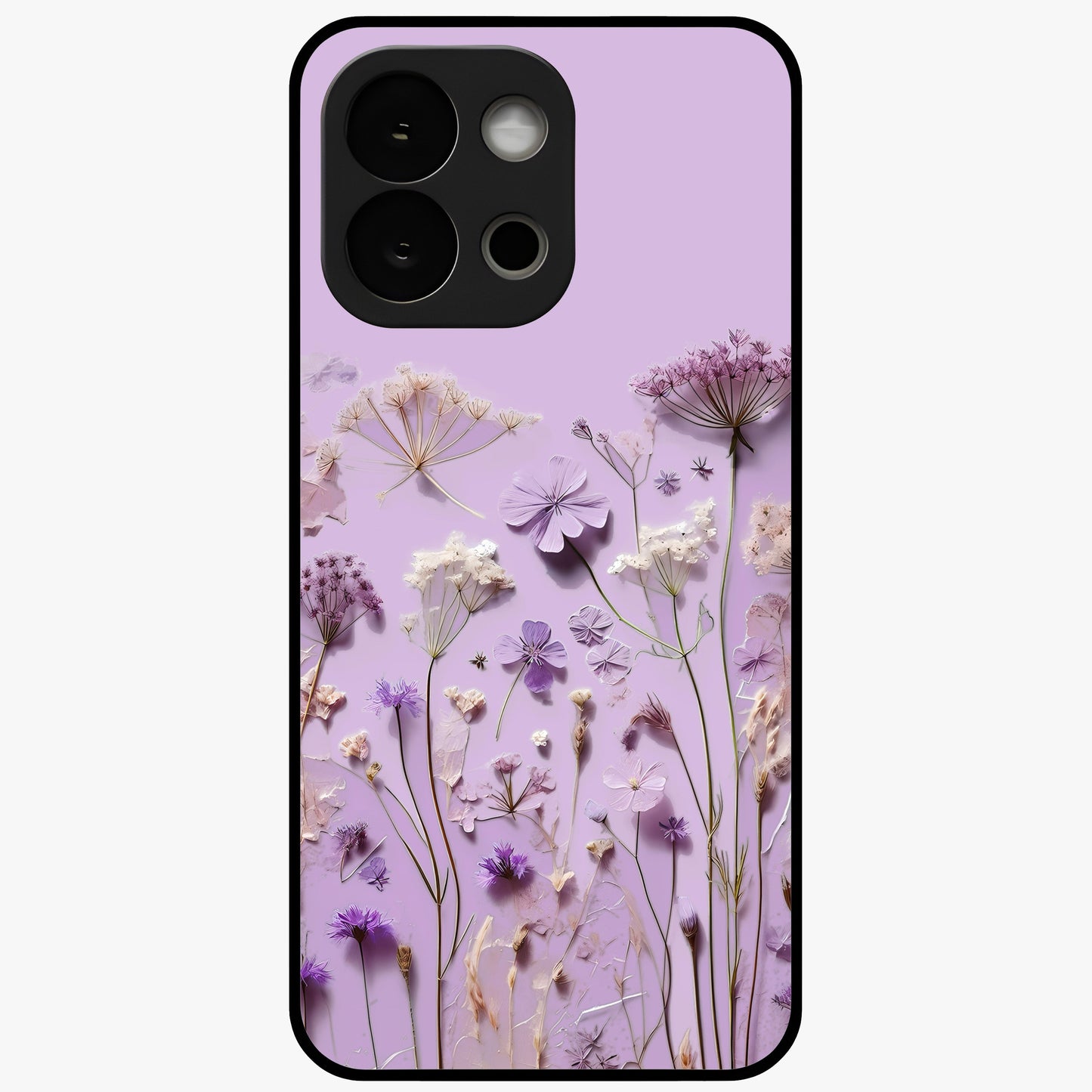 Lavender Blossom Dream Glass Case for 1+13S soft front view featuring delicate lavender floral artwork