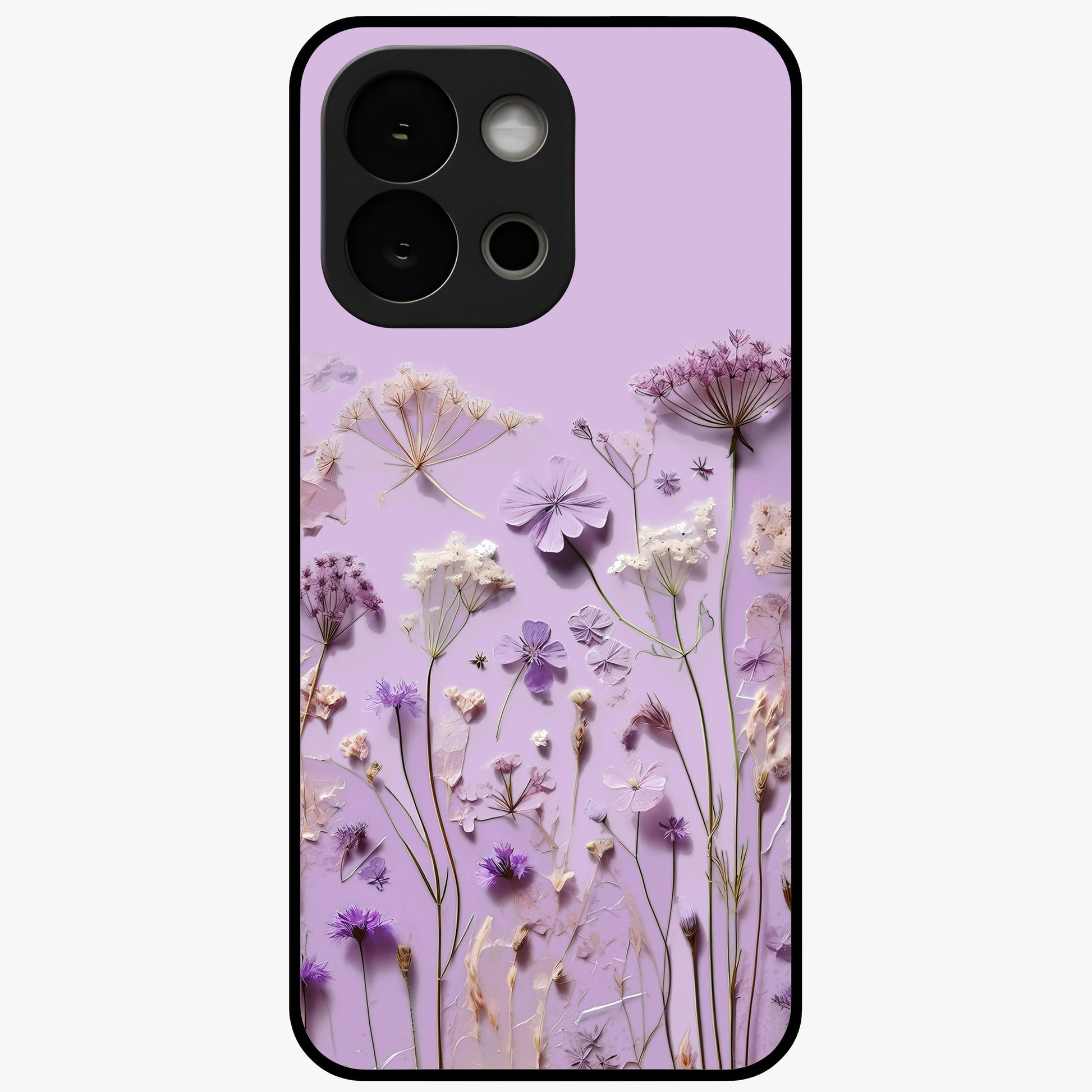 Lavender Blossom Dream Glass Case for 1+13S soft front view featuring delicate lavender floral artwork
