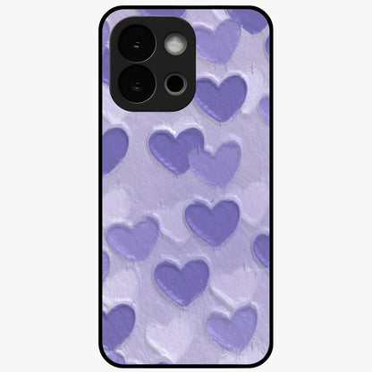 Lavender Paper Hearts Glass Case for 1+13S cute front view featuring layered heart artwork in soft lavender tones