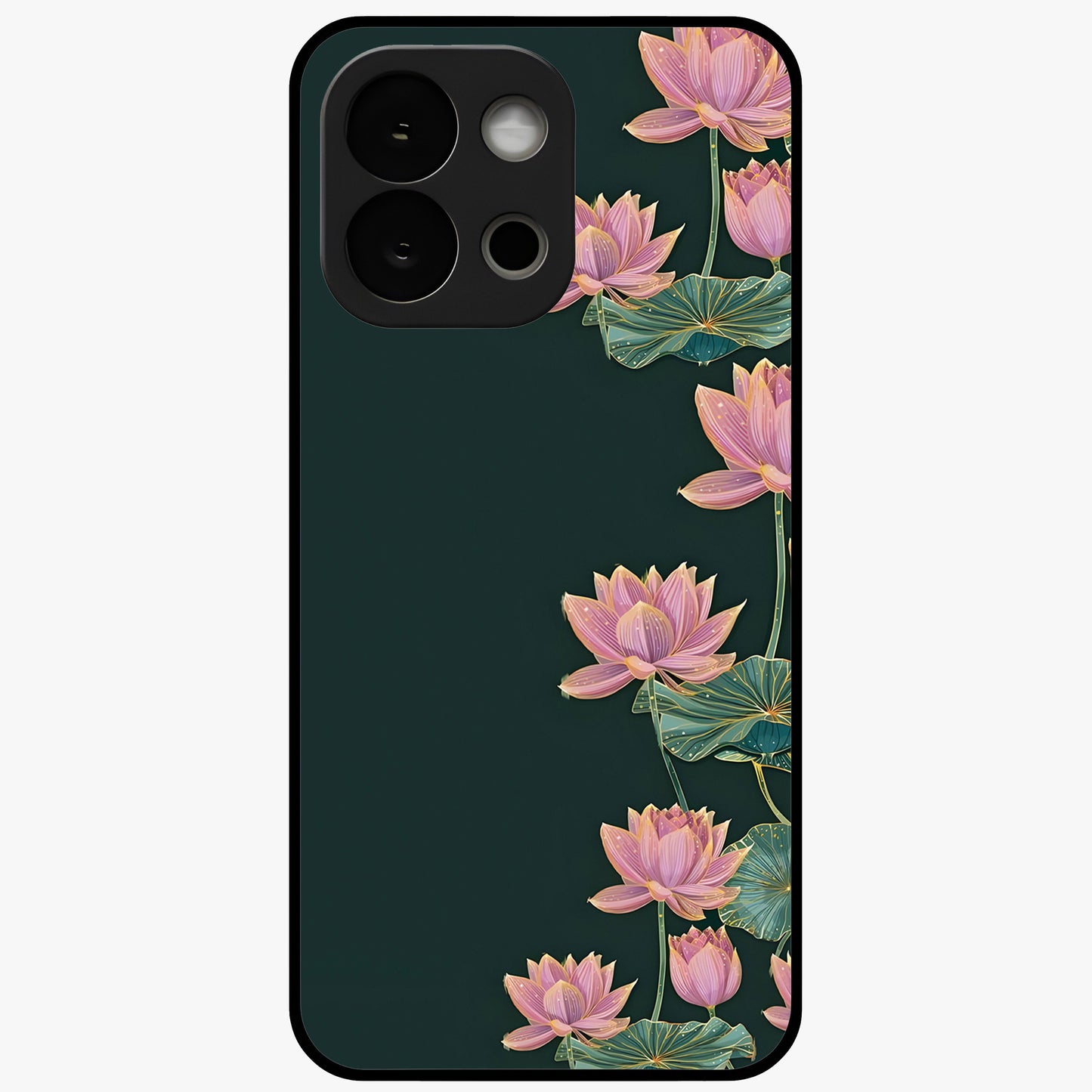 Lotus Bloom Serenity Glass Case for 1+13S peaceful front view featuring elegant lotus floral artwork