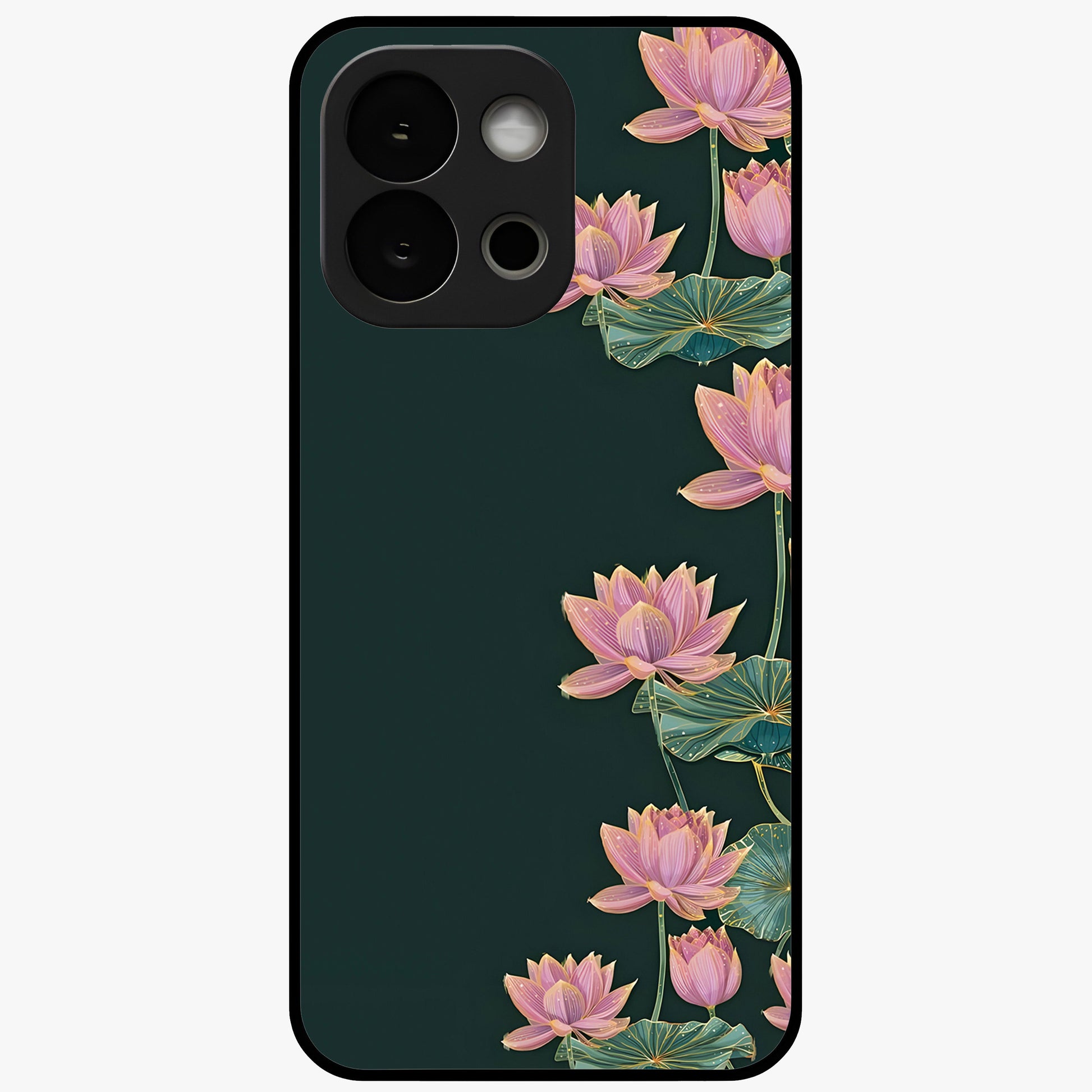 Lotus Bloom Serenity Glass Case for 1+13S peaceful front view featuring elegant lotus floral artwork