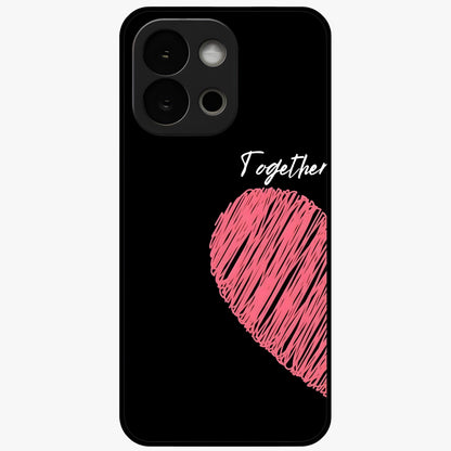 Love Forever Together Left Glass Case for 1+13S romantic front view featuring couple themed artwork