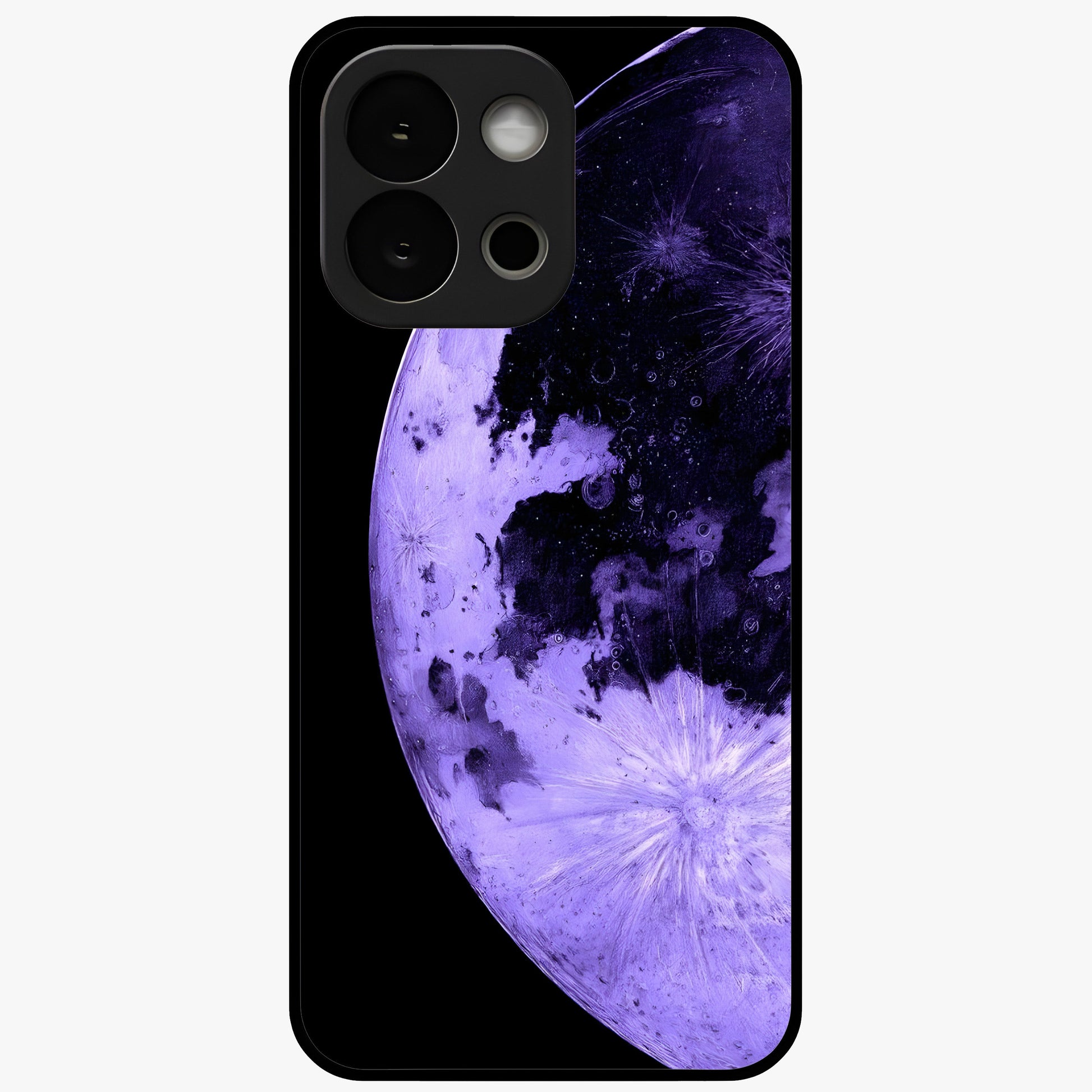 Lunar Glow in Violet Glass Case for 1+13S dreamy front view featuring glowing moon artwork in violet tones