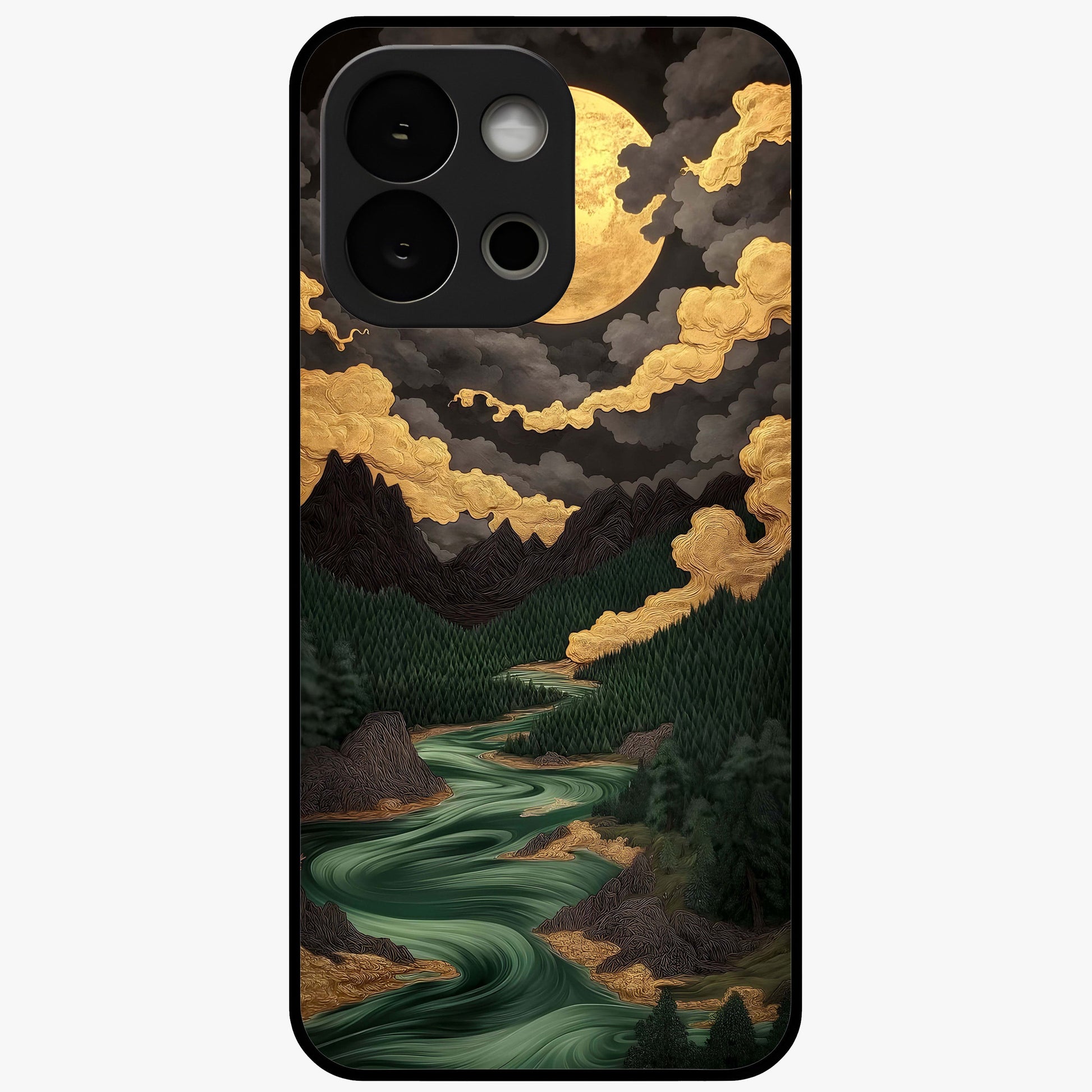Lunar Silk Garden Glass Case for 1+13S elegant front view featuring floral artwork with soft lunar tones
