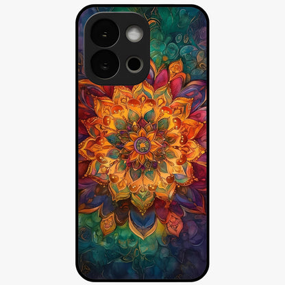 Mandala Vibrants Glass Case for 1+13S artistic front view featuring colorful mandala pattern artwork
