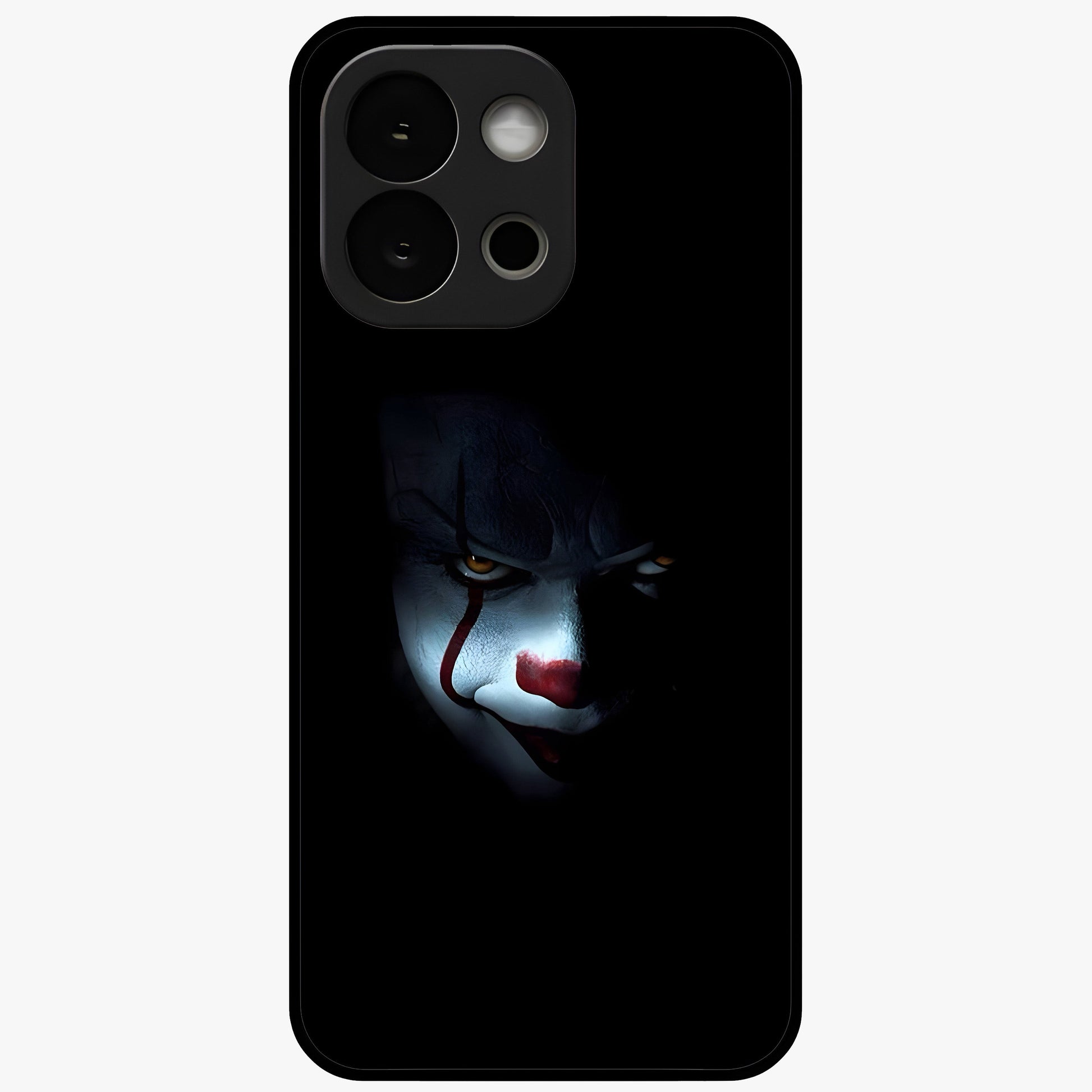 Midnight Madness Smile Glass Case for 1+13S edgy front view featuring bold smile artwork in dark aesthetic tones