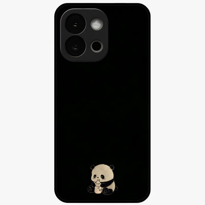 Midnight Panda Love Glass Case for 1+13S adorable front view featuring cute panda artwork on dark background