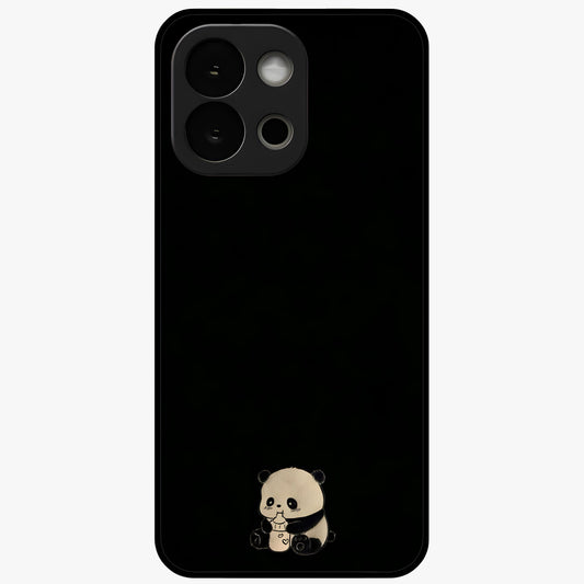 Midnight Panda Love Glass Case for 1+13S adorable front view featuring cute panda artwork on dark background