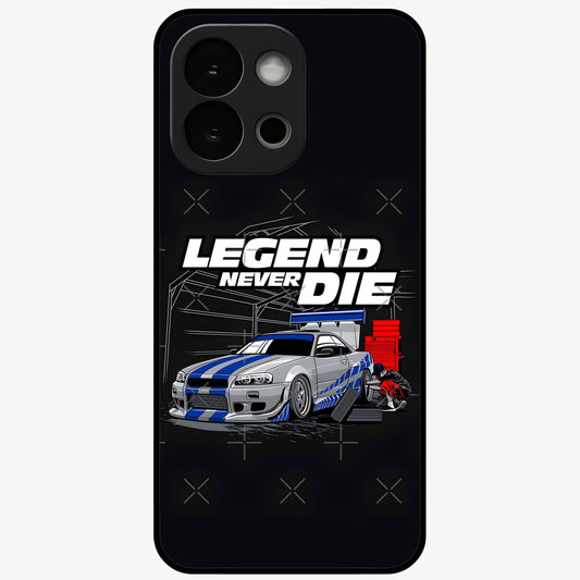 Midnight Racing Legacy Glass Case for 1+13S bold front view featuring racing inspired artwork in dark tones