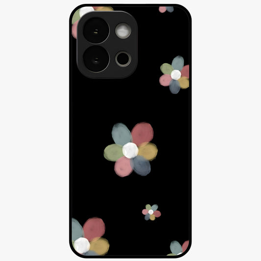 Minimal Floral Charm Glass Case for 1+13S clean front view featuring simple floral artwork with elegant detailing