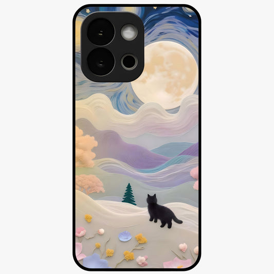 Moonlit Petal Path Glass Case for 1+13S artistic front view featuring floral pathway artwork under soft moonlight