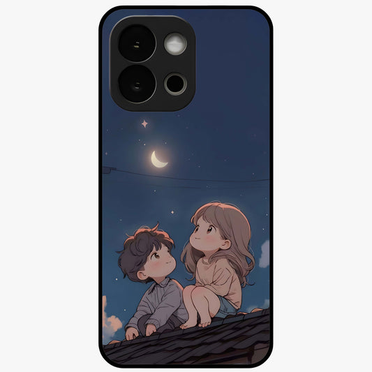 Moonlit Promise Together Glass Case for 1+13S romantic front view featuring couple inspired artwork in night tones