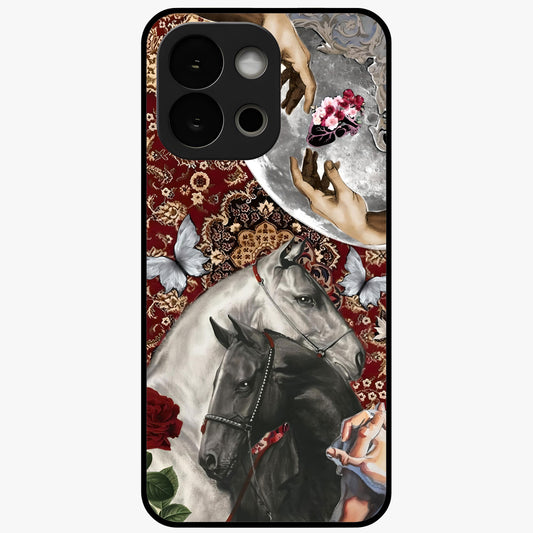 Moonlit Royal Stallion Glass Case for 1+13S majestic front view featuring horse artwork under glowing moonlight