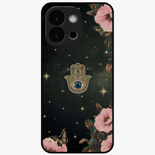 Mystic Bloom Protection Glass Case for 1+13S artistic front view featuring floral artwork with protective mystic elements