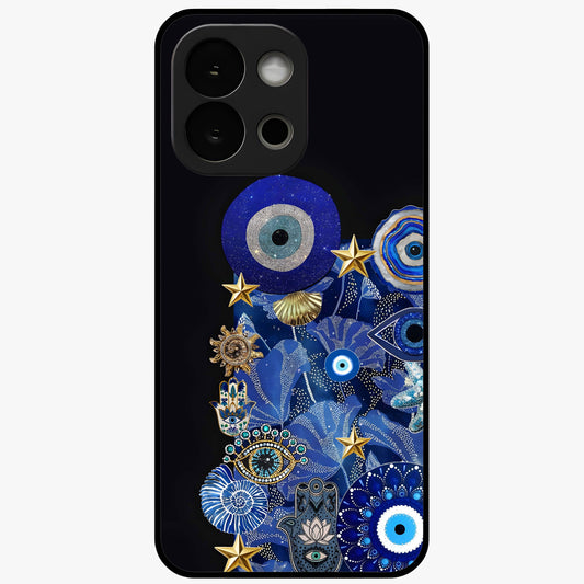 Mystic Ocean Eye Glass Case for 1+13S vibrant front view featuring ocean inspired eye artwork in blue tones