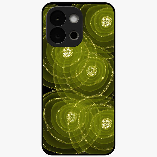 Neon Orbit Bloom Marble Glass Case for 1+13S artistic front view featuring marble texture with neon orbit accents