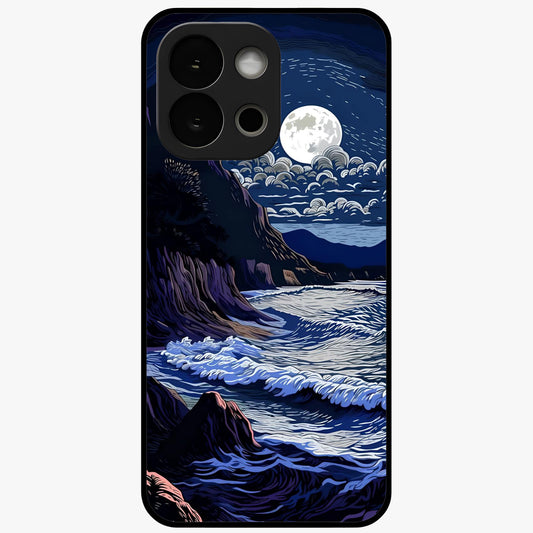 Night Moon Scenery Pattern Glass Case for 1+13S serene front view featuring moonlit landscape pattern artwork