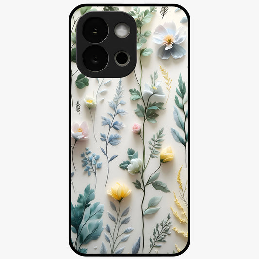 Pastel Garden Whispers Glass Case for 1+13S soft front view featuring delicate pastel floral artwork