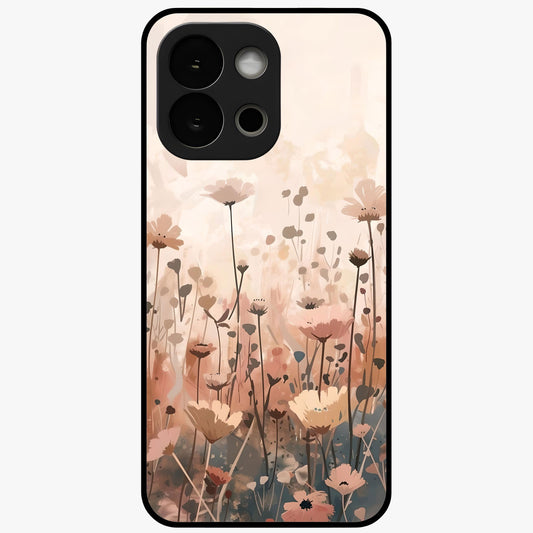 Pastel Wildflowers Glass Case for 1+13S cheerful front view featuring colorful wildflower artwork in pastel tones