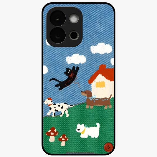 Pet Adventures Glass Case for 1+13S playful front view featuring cute pet themed artwork