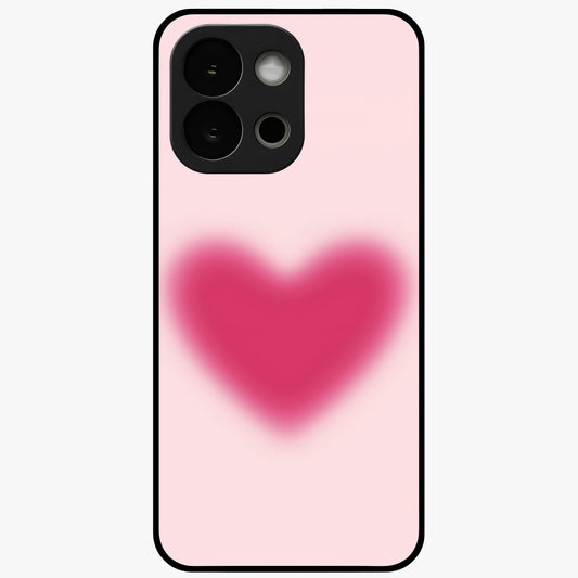 Pink Aura Heart Glass Case for 1+13S soft front view featuring glowing heart artwork in pastel pink tones