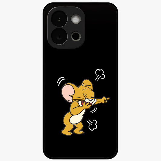 Playful Jerry Vibes Glass Case for 1+13S cheerful front view featuring animated cartoon artwork with playful energy