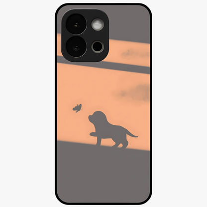 Puppy Shadow Art Glass Case for 1+13S charming front view featuring artistic puppy silhouette artwork