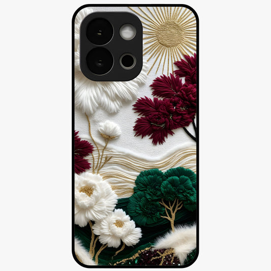 Radiant Bloom Elegance Glass Case for 1+13S elegant front view featuring luminous floral artwork