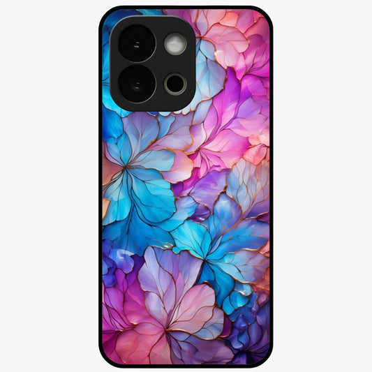 Radiant Floral Whirl Glass Case for 1+13S artistic front view featuring swirling floral artwork
