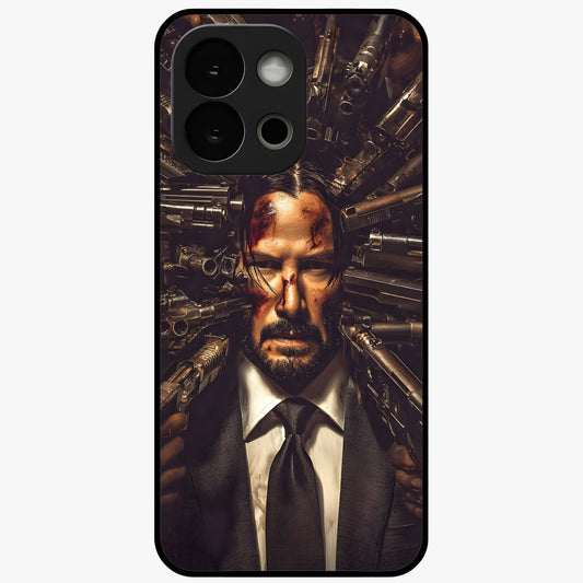 Relentless Shadow Assassin Glass Case for 1+13S intense front view featuring dark warrior inspired artwork