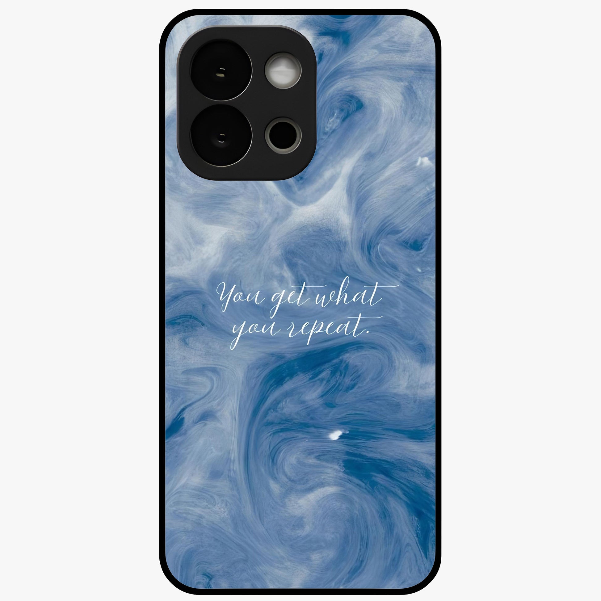 Repeat Your Destiny Glass Case for 1+13S motivational front view featuring bold typography artwork