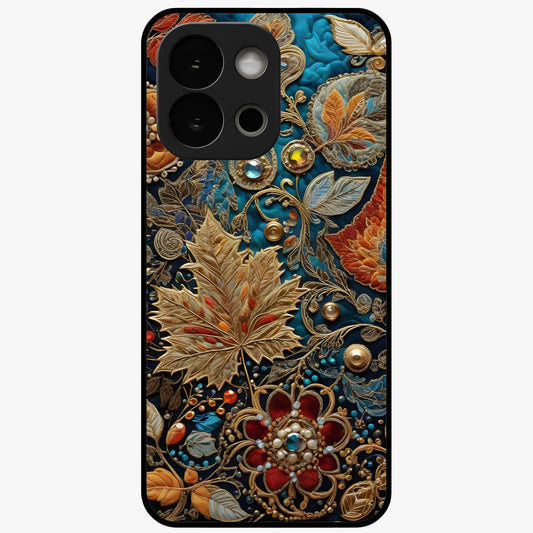 Royal Jewel Garden Glass Case for 1+13S luxurious front view featuring ornate floral artwork with jewel accents
