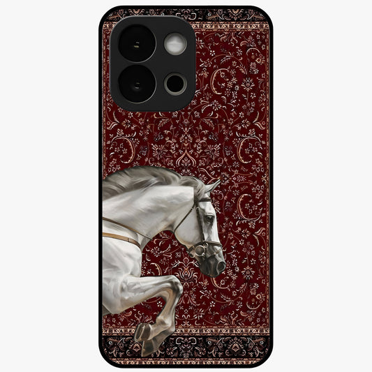 Royal Rider Tapestry Glass Case for 1+13S majestic front view featuring rider artwork in tapestry style