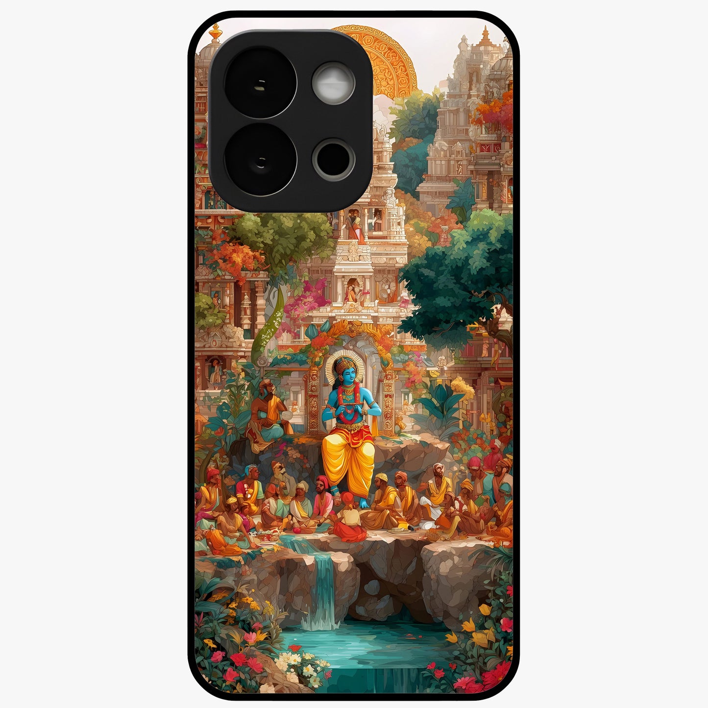 Sacred Sunlight Gods Glass Case for 1+13S powerful front view featuring divine artwork bathed in golden sunlight