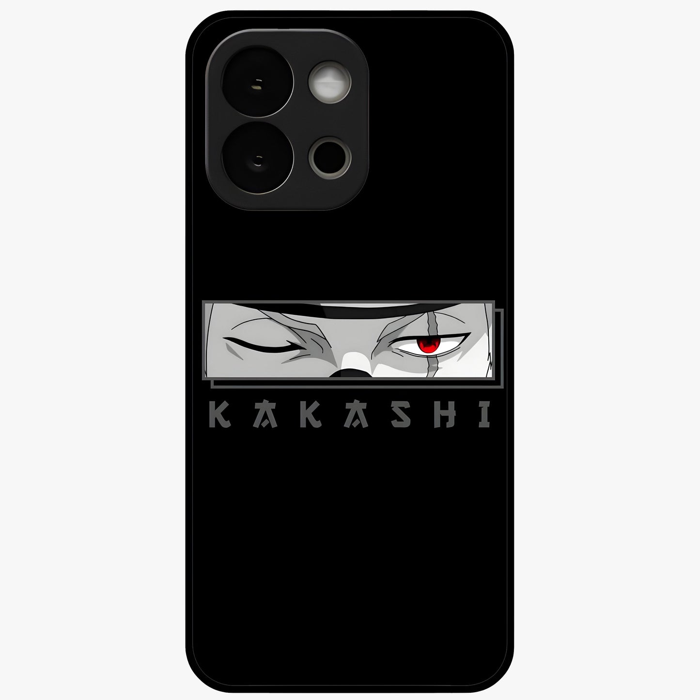Scarlet Ninja Gaze Glass Case for 1+13S striking front view featuring ninja inspired artwork in crimson tones