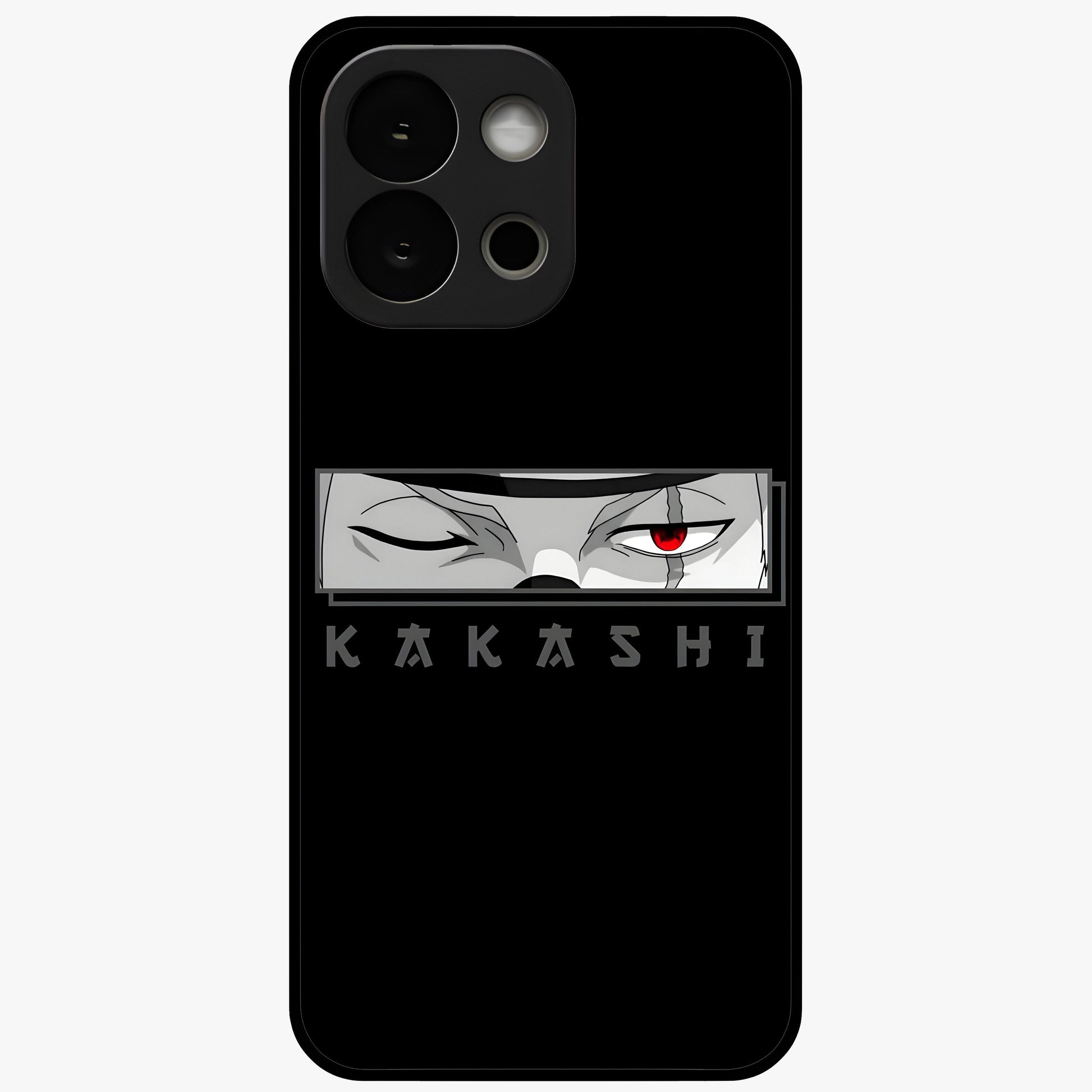 Scarlet Ninja Gaze Glass Case for 1+13S striking front view featuring ninja inspired artwork in crimson tones