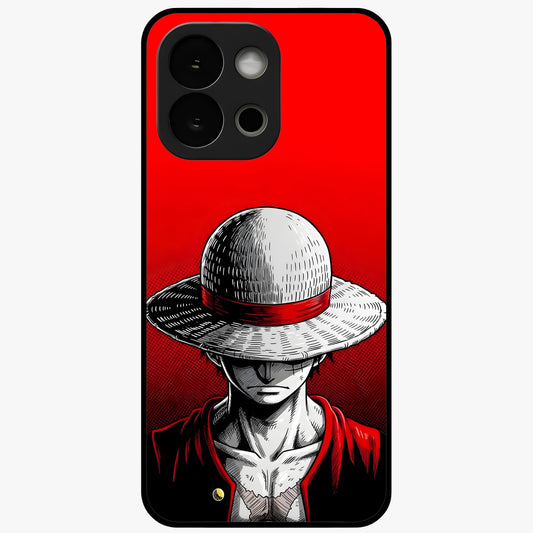 Scarlet Pirate Resolve Glass Case for 1+13S bold front view featuring pirate themed artwork in red hues