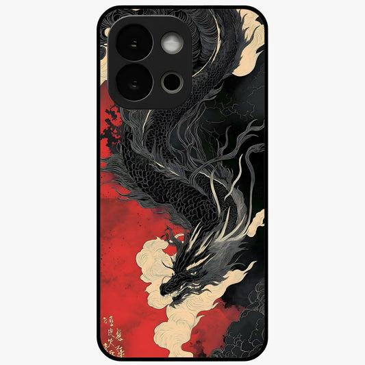 Shadow Dragon Fury Glass Case for 1+13S intense front view featuring fierce dragon artwork in dark tones