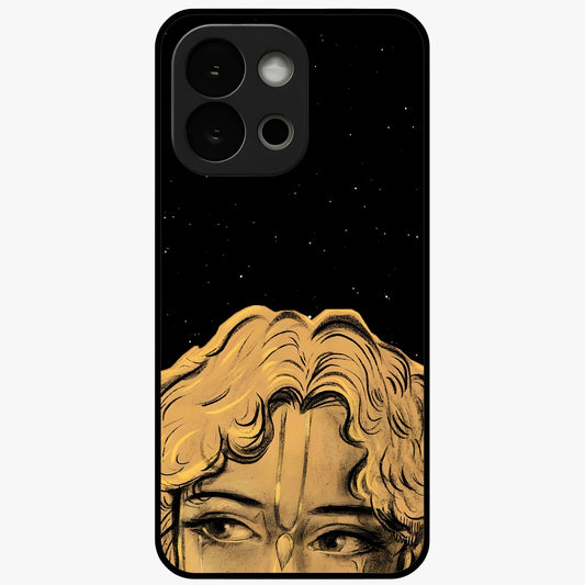 Shri Krishna Art Glass Case for 1+13S devotional front view featuring detailed Krishna inspired artwork