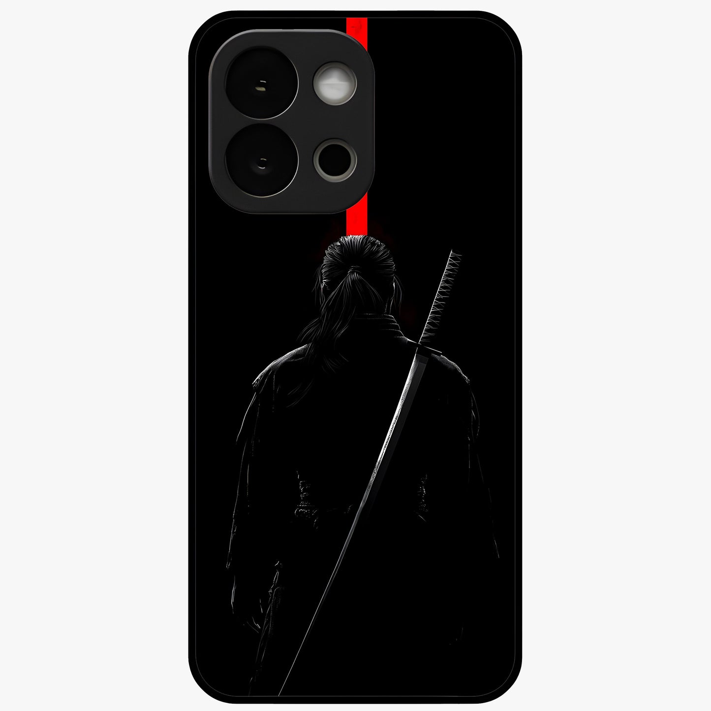 Silent Blade Resolve Glass Case for 1+13S bold front view featuring stealth warrior inspired artwork