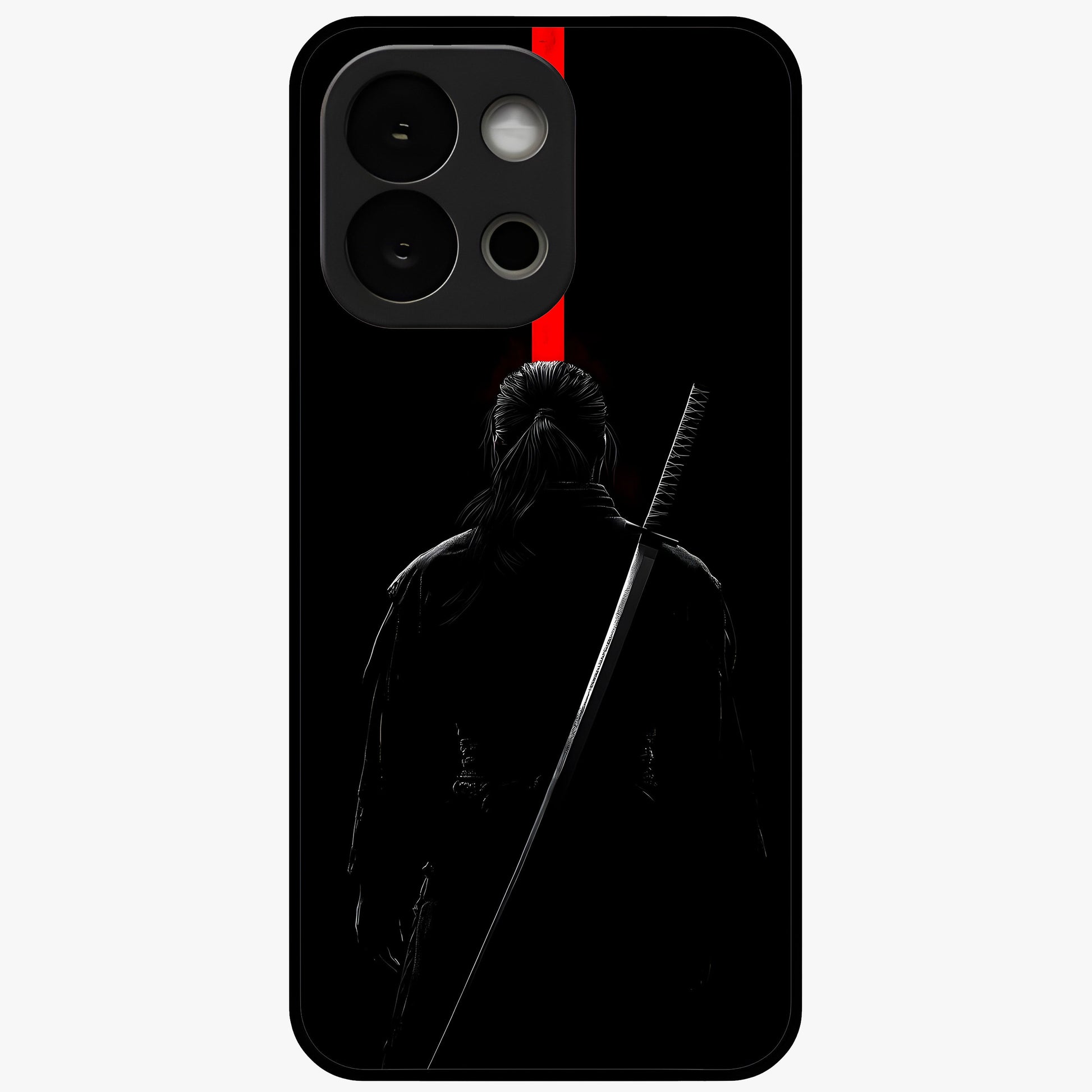 Silent Blade Resolve Glass Case for 1+13S bold front view featuring stealth warrior inspired artwork