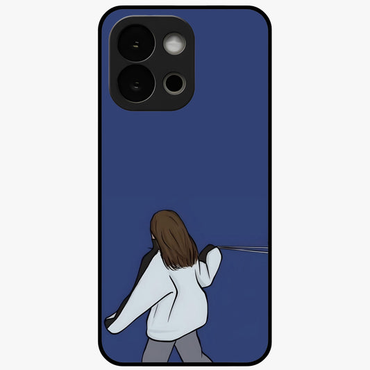 Silent Distance Love Glass Case for 1+13S emotional front view featuring romantic artwork in soft muted tones