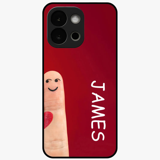 Smiling Heart Bond Glass Case for 1+13S cute front view featuring playful heart themed artwork